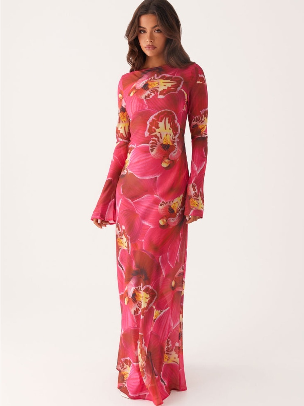 Peppermayo Pink Floral Long-Sleeve Maxi Lorde Orchid Dress